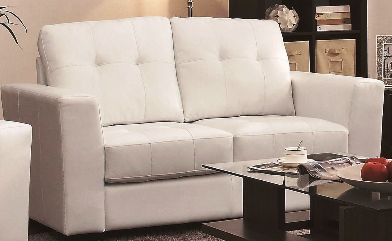 White Leather Loveseat